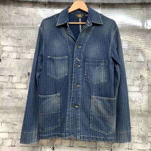 RRL RALPH LAUREN ダブルアールエル ラルフローレン INDIGO STRIPE WORK JACKET カバーオール ワークジャケット サイズXS ブルー