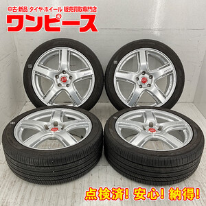 中古タイヤホイールセット 225/45R18 91W 18インチ 18×7.5J +48 5穴 PCD114.3 ENKEI RP05 夏 サマー マークX d1022