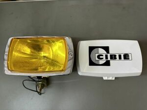 6R59 シビエ CIBIE 175 フォグランプ 当時物 イエローレンズ カバー付 角形 黄色 電気 角目 パーツ ライト 旧車レトロ ヴィンテージ