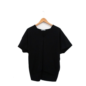 ザラ ZARA カットソー Tシャツ 半袖 Vネック シンプル S ブラック 黒 /KT25 レディース