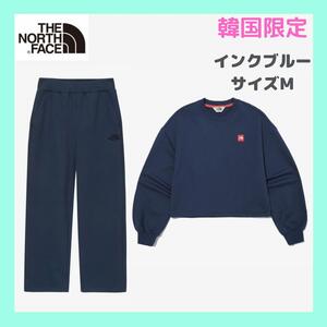 韓国限定 ノースフェイス セットアップ クロップ丈 スウェット トレーナー パンツ レディース M