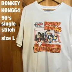 90年代シングルステッチドンキーコング64 ビッグプリントTシャツ　size　L