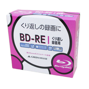 送料無料 BD-RE 録画用ブルーレイ メディア くり返し録画 スリムケース 10枚入 GH-BDRE25B10C/6422 グリーンハウスｘ１個