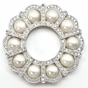 豪華!!◆K18 天然ダイヤモンド/アコヤ本真珠 ペンダントトップ◆U 約18.3g パール pearl pendant jewelry ジュエリー FA6/FA6