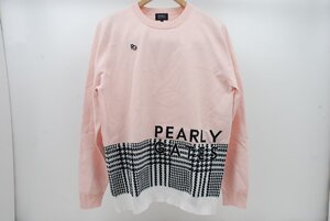 coco 中古 パーリーゲイツ PEARLY GATES メンズ セーター 6(LL) ピンク クルーネックニット 千鳥格子 レターパックプラス発送可 83785