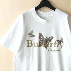 90s古着　ヴィンテージ　Tシャツ　蝶々　バタフライ　グラフィック