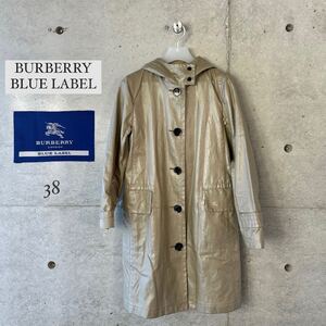 【バーバリー】BURBERRY 希少 ブルーレーベル 38 トレンチコート M サイズ ベージュ　レインコート コート アウター　BLUELABEL