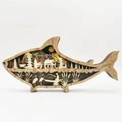 【魚 タイプA】木製 ナチュラルインテリア 北欧雑貨 インテリア雑貨 置物 新品