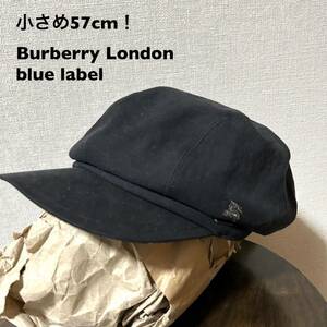 小さめ57cm！バーバリーロンドンBL 古着ハンチング 黒 日本製 三陽商会 Burberry LONDON BLUE LABEL
