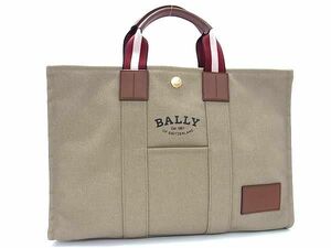 1円 ■極美品■ BALLY バリー ドライサリア キャンバス×レザー ハンドバッグ トートバッグ レディース メンズ ブラウン系 BM4047