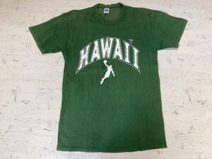 ラッセル RUSSELL製 Hawaii Rainbow Warriors ハワイ スーベニア カレッジ バスケットボール 半袖Tシャツ メンズ S 緑