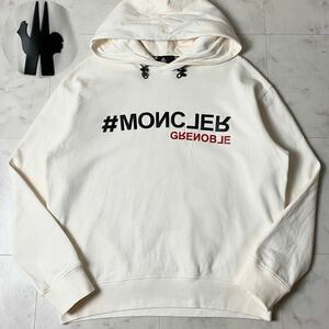 極美品/Lサイズ●モンクレール グルノーブル MONCLER GRENOBLE スウェット パーカー プルオーバー ロゴ オフホワイト メンズ