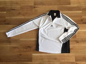 adidas アディダス ロングスリーブ ハーフジップ インナー ホワイト×ブラック Sサイズ ポリエステル100% 古着 used ※ ダメージあり