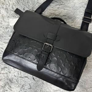 １円～【未使用タグ付き】COACH コーチ ショルダーバッグ ハドソン メッセンジャー エンボス ブラック レザー デボスド クロスボディ