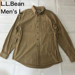 【送料無料】L.L.Beanコットン長袖シャツカーキ　メンズXLサイズ　エルエルビーンアウトドア登山