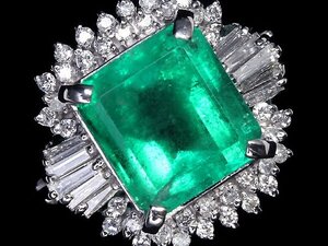 III11488T【1円～】新品仕上【RK宝石】≪Emerald≫ 極上エメラルド 特大3.33ct!! 極上ダイヤモンド Pt900 超高級リング ダイヤ