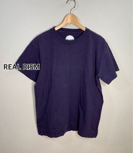 ■REAL RISM リアルリズム■茄子紺 バックプリントTシャツ:L☆BH-506