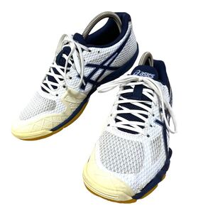 ※LS1 【日本未発売】asics アシックス ゲルブレード7 バドミントンシューズ ホワイト ネイビー 1072A032 24cm