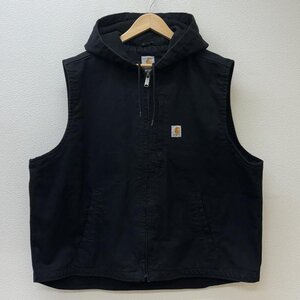 カーハート 103837 BLK Washed Duck Knoxville Vest ウォッシュド ダック地 ノックスビル フード ベスト XXL 黒 / ブラック