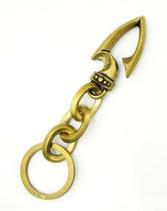 VASSER Spear Hook & Hand Bend Oval Links Key Chain(スピアーフック&オーバルリンクスキーチェーンアンティークブラス)