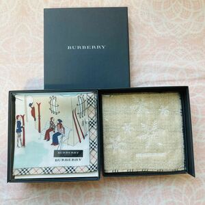 【希少】新品/BURBERRY/女の子/ハンカチ/正規品/バーバリー/綿100%/未使用/即決あり/匿名発送/タオルハンカチ/女性/スキー/雪/結晶　a