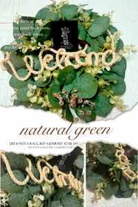 横35センチwellcome付き！大きめリース　玄関に！naturalgreen