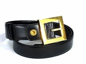 1円 BVLGARI ブルガリ レザー ゴールド金具 ベルト メンズ レディース ブラック系 FK0022