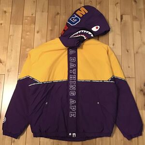 BAPE SHARK HOODIE jacket Mサイズ purple yellow a bathing ape シャーク パーカー 中綿ジャケット エイプ ベイプ アベイシングエイプ z07