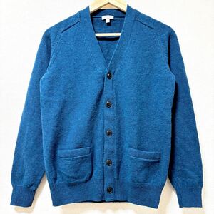 高品質◎鮮やかカラー！【UNIQLO】ユニクロ Vネック カーディガン コバルトブルー 青 毛100% ラム ウール ニット メンズ サイズM/Y20506SS