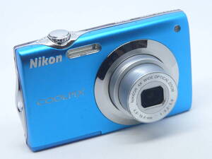 ★送料：クリックポスト185円★メディア＋バッテリー３個他オマケ！Nikon-COOLPIX-S3000：アクアブルー(USED：動作確認済)