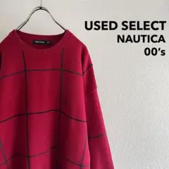 古着 00’s “NAUTICA” Cotton Plaid Knit