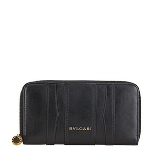 ブルガリ ビーゼロワン ラウンドファスナー 長財布 ブラック レザー レディース BVLGARI 【中古】