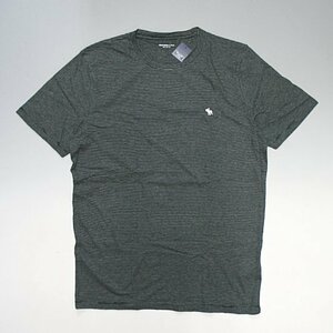 【SALE】Abercrombie&Fitch アバクロンビー＆フィッチ【本物・新品】SOFT A&F TEE ムースワンポイント ボーダーTシャツ■緑 L ※メール便可