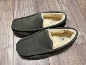 UGG アグ ascot アスコット メンズ モカシン スリッポン SLIP-ON チャコールグレー US8 26cm 中古