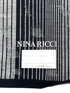 【シール付き未使用品】NINA RICCI　ニナ リッチ ハンカチ　スカーフ　ストライプデザイン　ブラック系　コットン　48×48