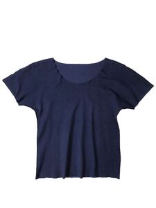 (D) A-POC ISSEY MIYAKE エーポック イッセイミヤケ ナイロン コットン 半袖Tシャツ 2 ネイビー カットソー 送料250円 (ma)