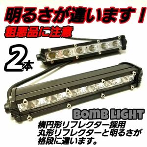 ボムライト製 LEDワークライト 汎用フォグランプ 作業灯 18w18cm ライトバー ジムニー ナンバー灯 12v24v バイク 軽トラ 路肩灯路側灯 荷台