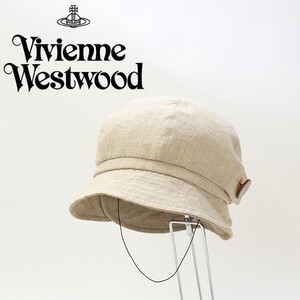 ◆Vivienne Westwood ヴィヴィアン ウエストウッド リネン100％ オーブボタン デザイン ハット M