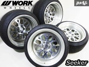 〇美品深リム●WORK ワーク Seeker シーカー S6X 18インチ 10J－14 11.5J－49 5H PCD114.3 ブラッシュド ホイール 4本セット タイヤ付