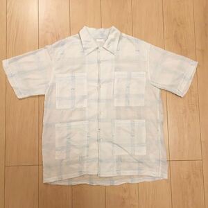 【美品/定価24,000円ネコポス可】SEEALL SS20 OPEN COLLAR SS SHIRTS I-003 /SAM03 SH382/半袖シャツ/size 48/コットン/ストライプ