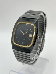 1円～/RADO/ラドー/DIASTAR/ダイヤスター/ダイアスター/129.9528.3/3針/デイト/黒文字盤/スクエア/クォーツ/メンズ腕時計/ジャンク/T005