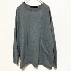 ZARA KNIT ザラ　グレー 長袖ニット クルーネック カジュアル　シンプル