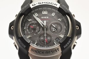 美品 稼働品 カシオ G-SHOCK GS-1400 クロノグラフ デイト ラウンド シルバー ソーラー メンズ 腕時計 CASIO