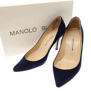 MANOLO BLAHNIK マノロブラニク KIETTA90 スウェードレザーパンプス ネイビー 34 1/2 IT0MVIW52LKI