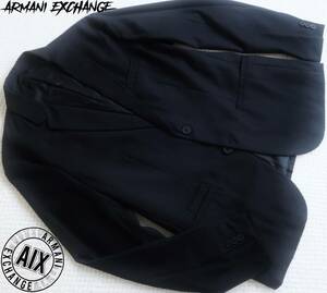 新品★アルマーニ★シャドーチェック ネイビー ジャケット★軽量 ソフトジャケット★紺 ブレザー 42 (L)★A/X ARMANI☆920