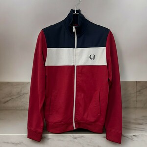 送料無料 FRED PERRY TRACK JACKET WINE/WHITE/NAVY フレッドペリー トラックジャケット ワイン/ホワイト/ネイビー 【Vintage】【古着】