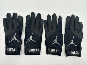 JORDAN ジョーダン 野球 両手 バッティンググローブ ブラックxシルバー Size-L　2セット まとめ売り