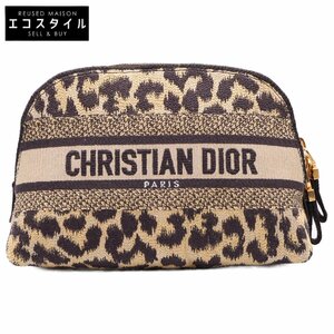 美品/22年製 Christian Dior クリスチャンディオール レオパード ビューティポーチ テクニカルファブリック レディース