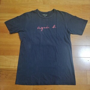 貴重 入手困難 日本製 正規品 人気 アニエスベー agnes b. ロゴ シンプル 半袖Tシャツ T1 ブラック レッド カジュアル フランス 