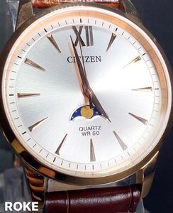 新品 腕時計 正規品 シチズン CITIZEN ムーンフェイズ レザーベルト アナログ腕時計 クオーツ 5気圧防水 シンプル カジュアル プレゼント